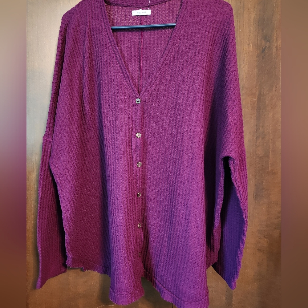 Maurices Purple Ribbed Knit Cardigan Sweater